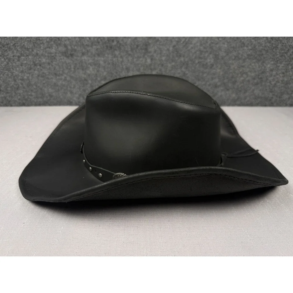 Stetson Rodeo Dr Collection Black Leather Cowboy Hat Studded Concho Large